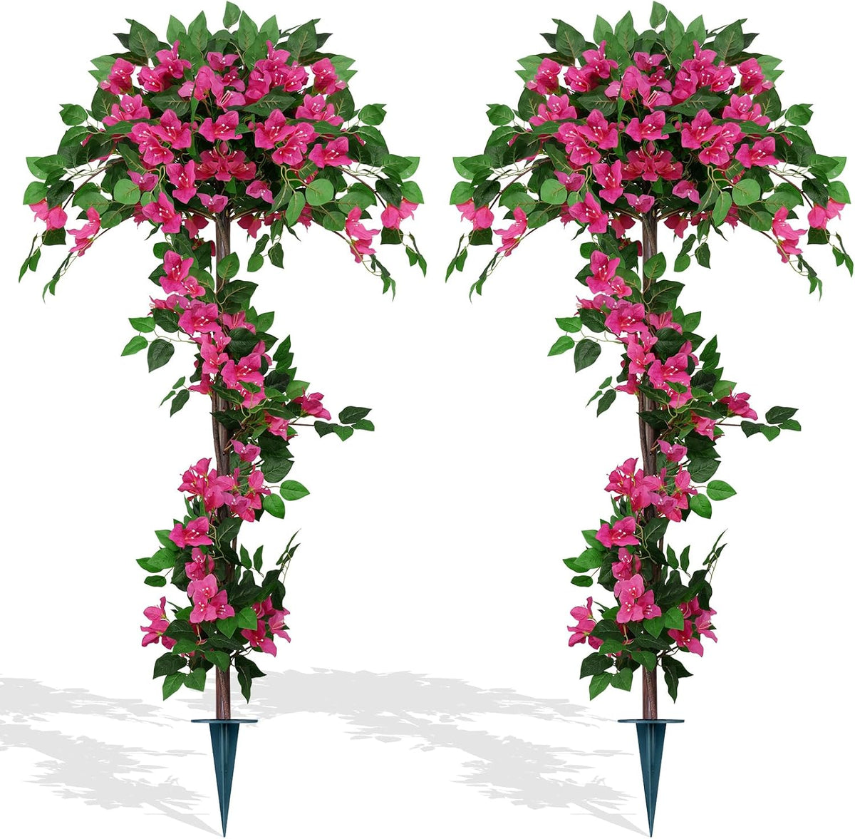 Grooy Pink Set of 2 Artificial Plants Flowers Topiary Ball for Outdoor