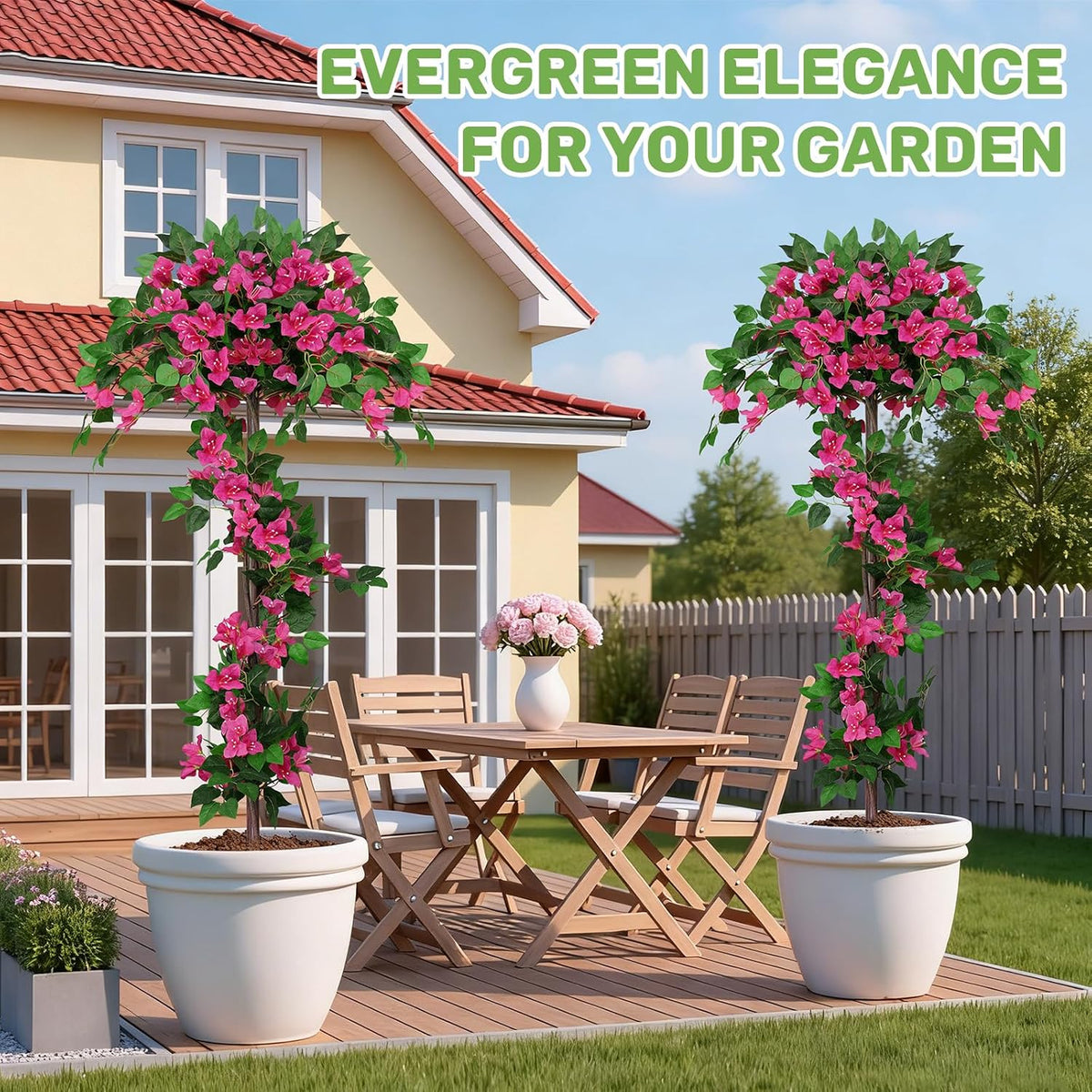 Grooy Pink Set of 2 Artificial Plants Flowers Topiary Ball for Outdoor