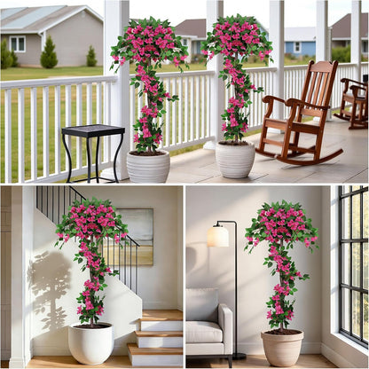 Grooy Pink Set of 2 Artificial Plants Flowers Topiary Ball for Outdoor