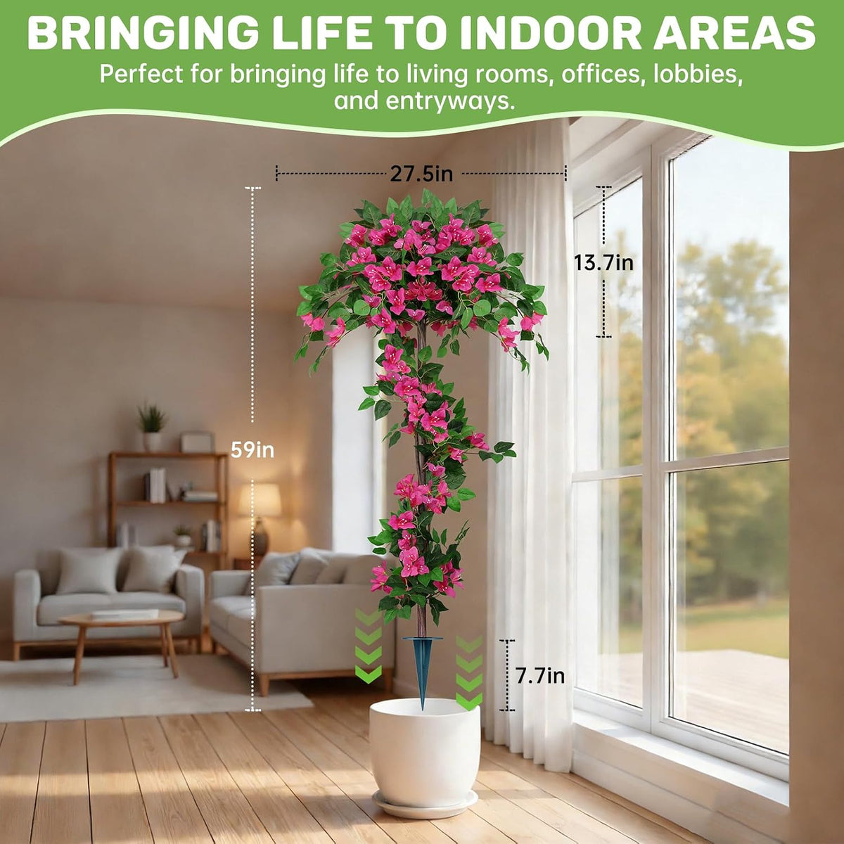 Grooy Pink Set of 2 Artificial Plants Flowers Topiary Ball for Outdoor
