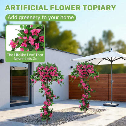 Grooy Pink Set of 2 Artificial Plants Flowers Topiary Ball for Outdoor