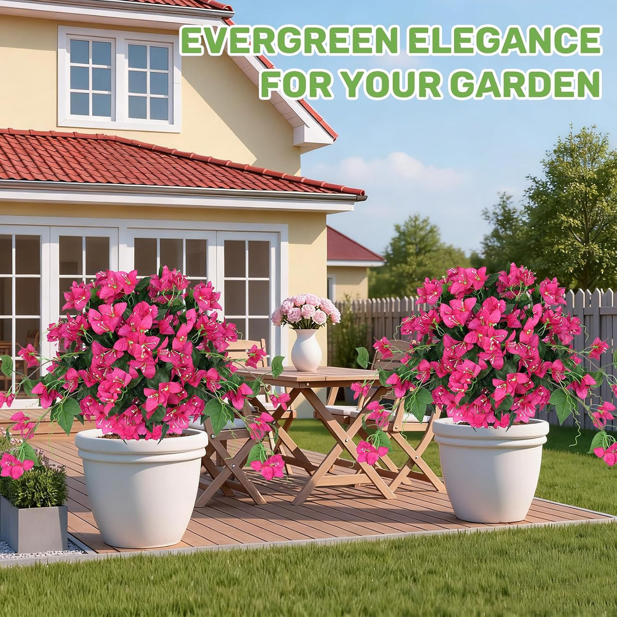 Grooy Pink Set of 2 Artificial Plants Flowers Topiary Ball for Outdoor
