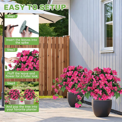 Grooy Pink Set of 2 Artificial Plants Flowers Topiary Ball for Outdoor