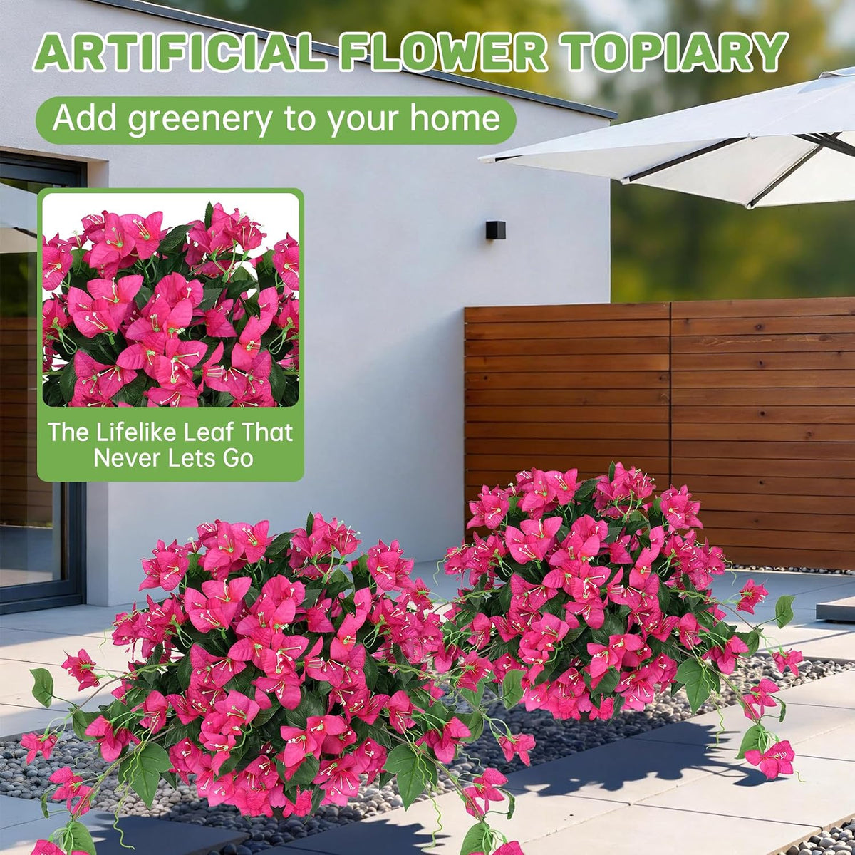 Grooy Pink Set of 2 Artificial Plants Flowers Topiary Ball for Outdoor