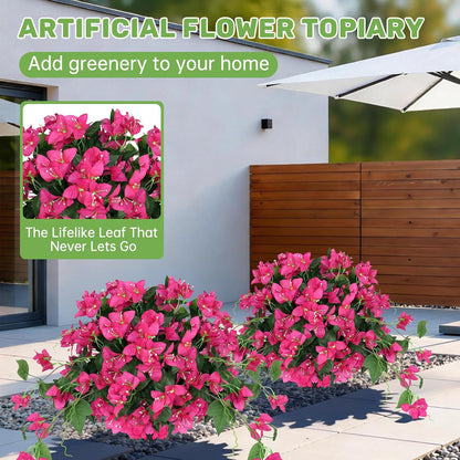 Grooy Pink Set of 2 Artificial Plants Flowers Topiary Ball for Outdoor