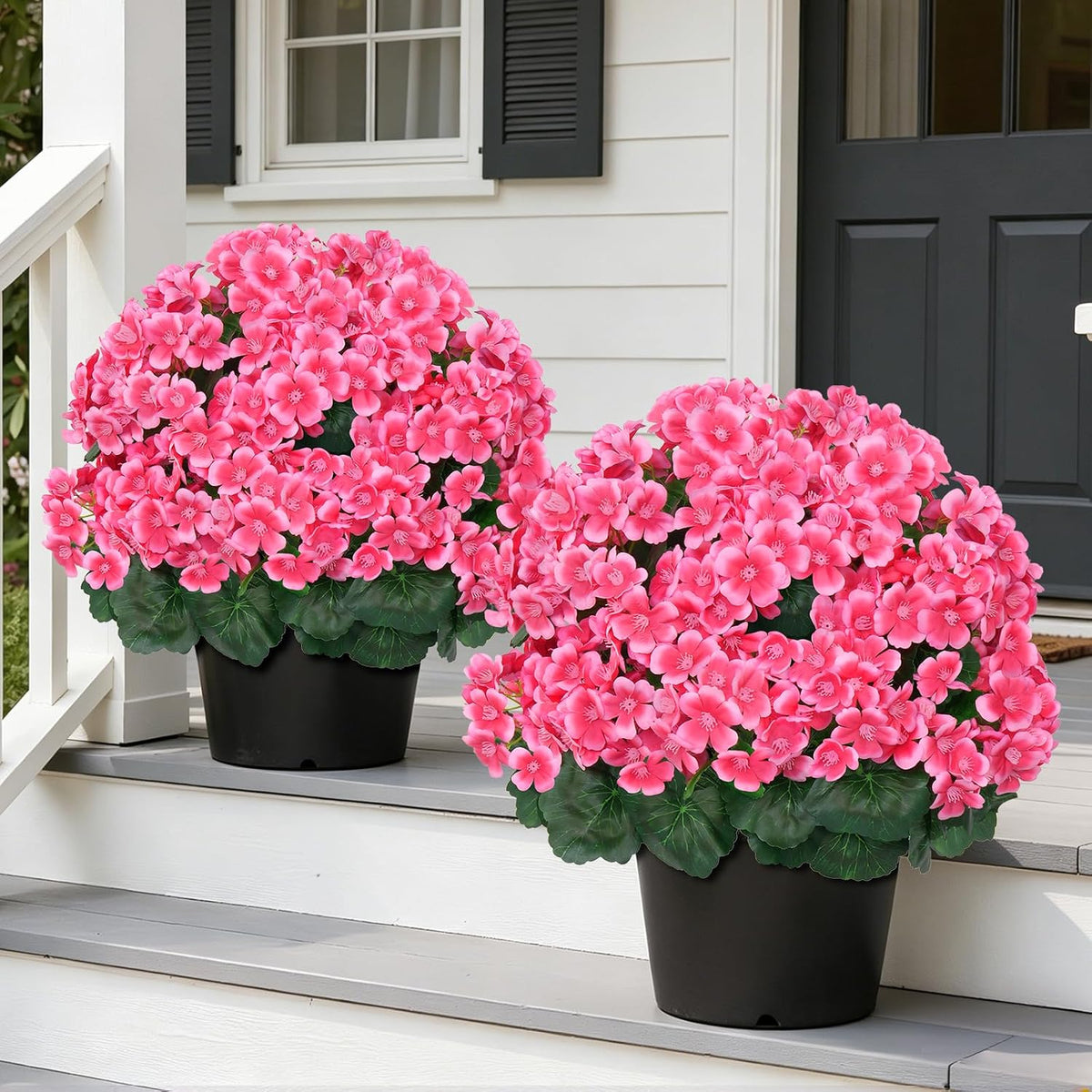 Grooy Pink Set of 2 Artificial Plants Flowers Topiary Ball for Outdoor