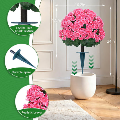 Grooy Pink Set of 2 Artificial Plants Flowers Topiary Ball for Outdoor