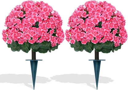 Grooy Pink Set of 2 Artificial Plants Flowers Topiary Ball for Outdoor