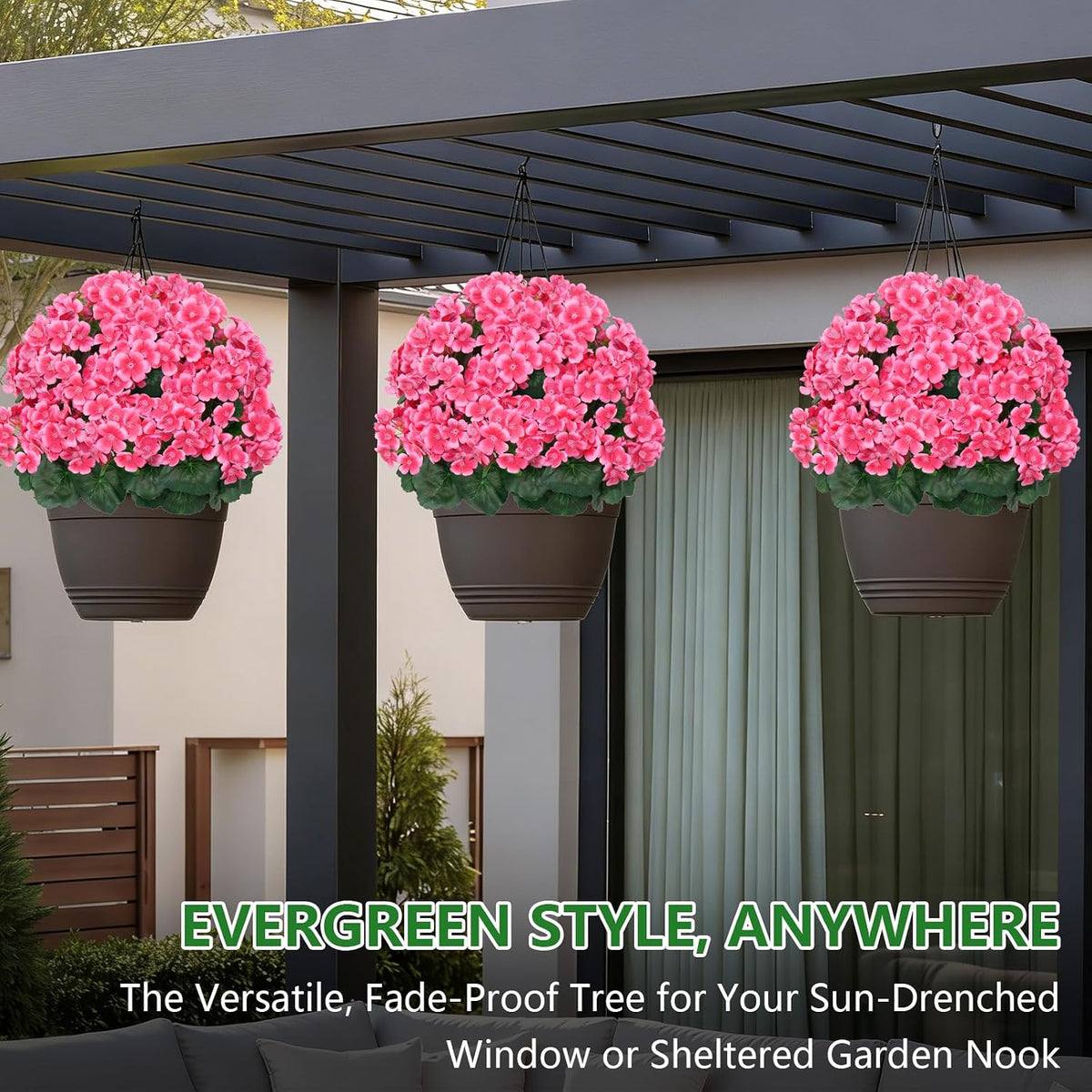 Grooy Pink Set of 2 Artificial Plants Flowers Topiary Ball for Outdoor