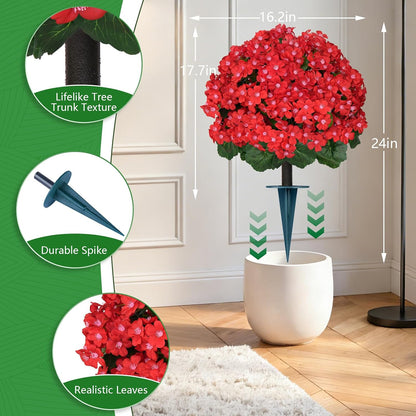 Grooy Pink Set of 2 Artificial Plants Flowers Topiary Ball for Outdoor