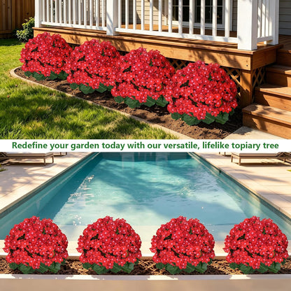 Grooy Pink Set of 2 Artificial Plants Flowers Topiary Ball for Outdoor
