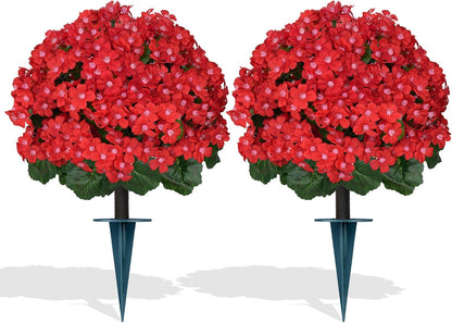 Grooy Pink Set of 2 Artificial Plants Flowers Topiary Ball for Outdoor