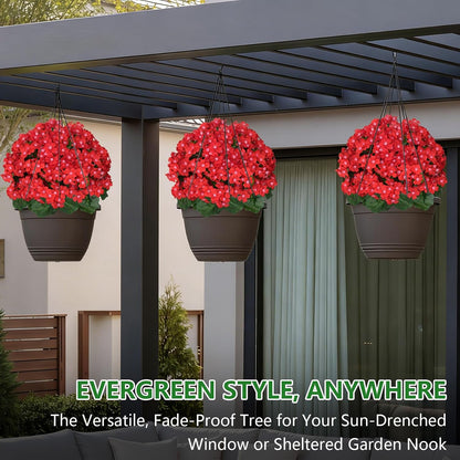 Grooy Pink Set of 2 Artificial Plants Flowers Topiary Ball for Outdoor