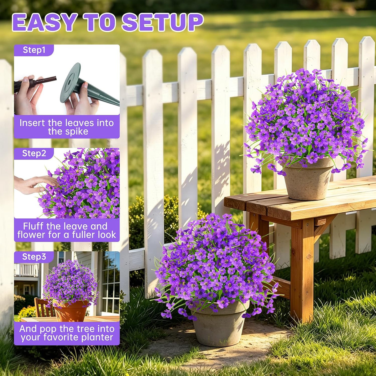 Grooy Pink Set of 2 Artificial Plants Flowers Topiary Ball for Outdoor