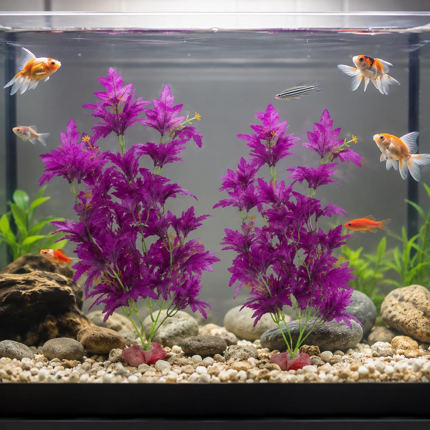 Silk Aquarium Plants 18 Inch Artificial Silk Plants for Fish Tank | 2 Pcs Aquarium Decor Beta Fish Tank Decor Aquatic Water Grass Decoration for Betta Fish Tank (Purple)