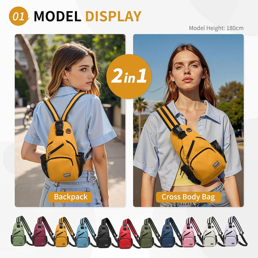 Convertible Sling Bag for Women Men Fit for 7.9" Tablet Yellow