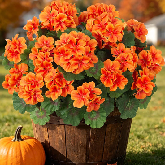 Artificial Geranium Flowers for Outdoors Decoration, 6 Pcs Fake Silk Geraniums Flower UV Resistant Look Real Faux Plants for Spring Garden Porch Planter Yard Table Centerpieces Decor