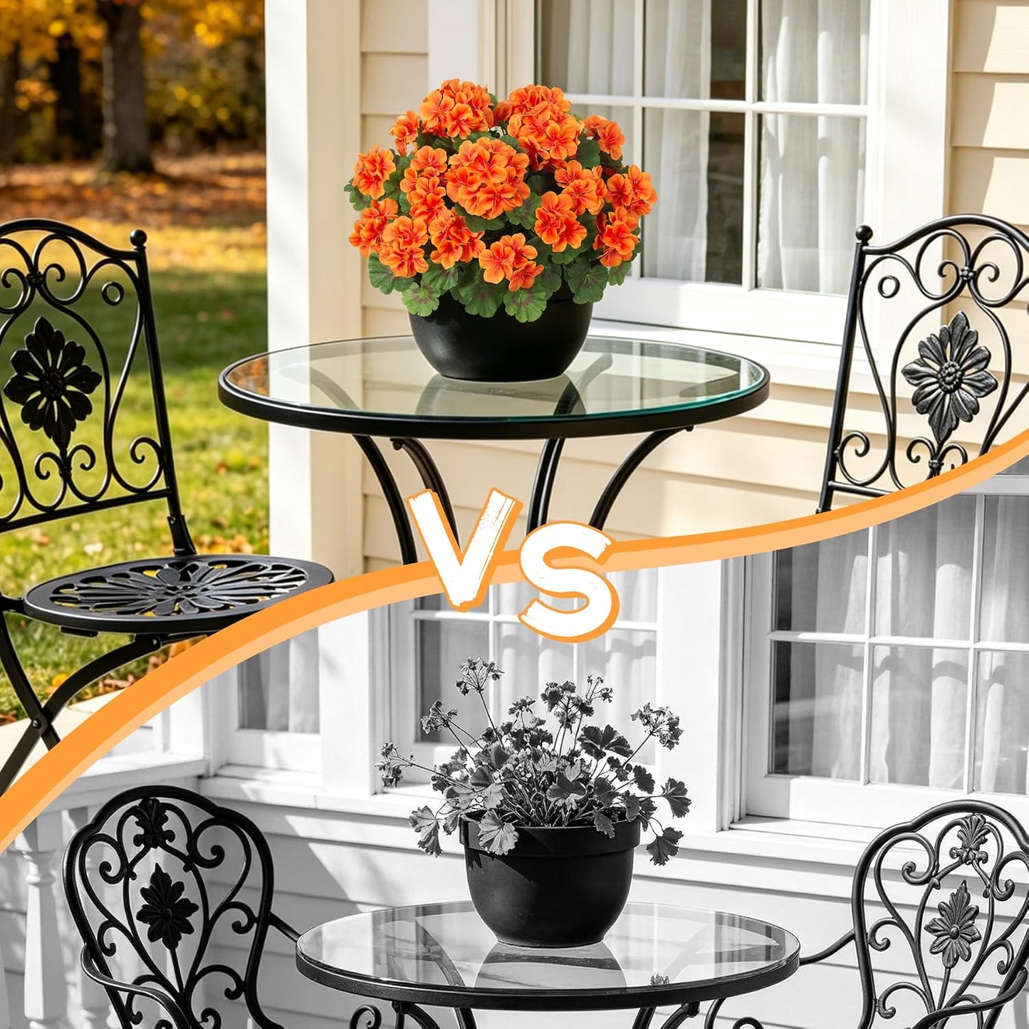 Artificial Geranium Flowers for Outdoors Decoration, 6 Pcs Fake Silk Geraniums Flower UV Resistant Look Real Faux Plants for Spring Garden Porch Planter Yard Table Centerpieces Decor
