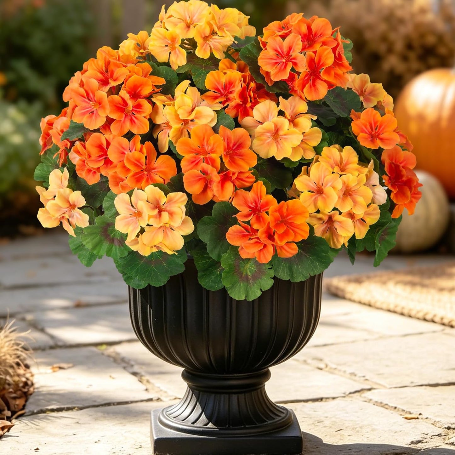 Artificial Geranium Flowers for Outdoors Decoration, 6 Pcs Fake Silk Geraniums Flower UV Resistant Look Real Faux Plants for Spring Garden Porch Planter Yard Table Centerpieces Decor