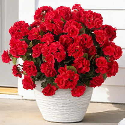Artificial Geranium Flowers for Outdoors Decoration, 6 Pcs Fake Silk Geraniums Flower UV Resistant Look Real Faux Plants for Spring Garden Porch Planter Yard Table Centerpieces Decor
