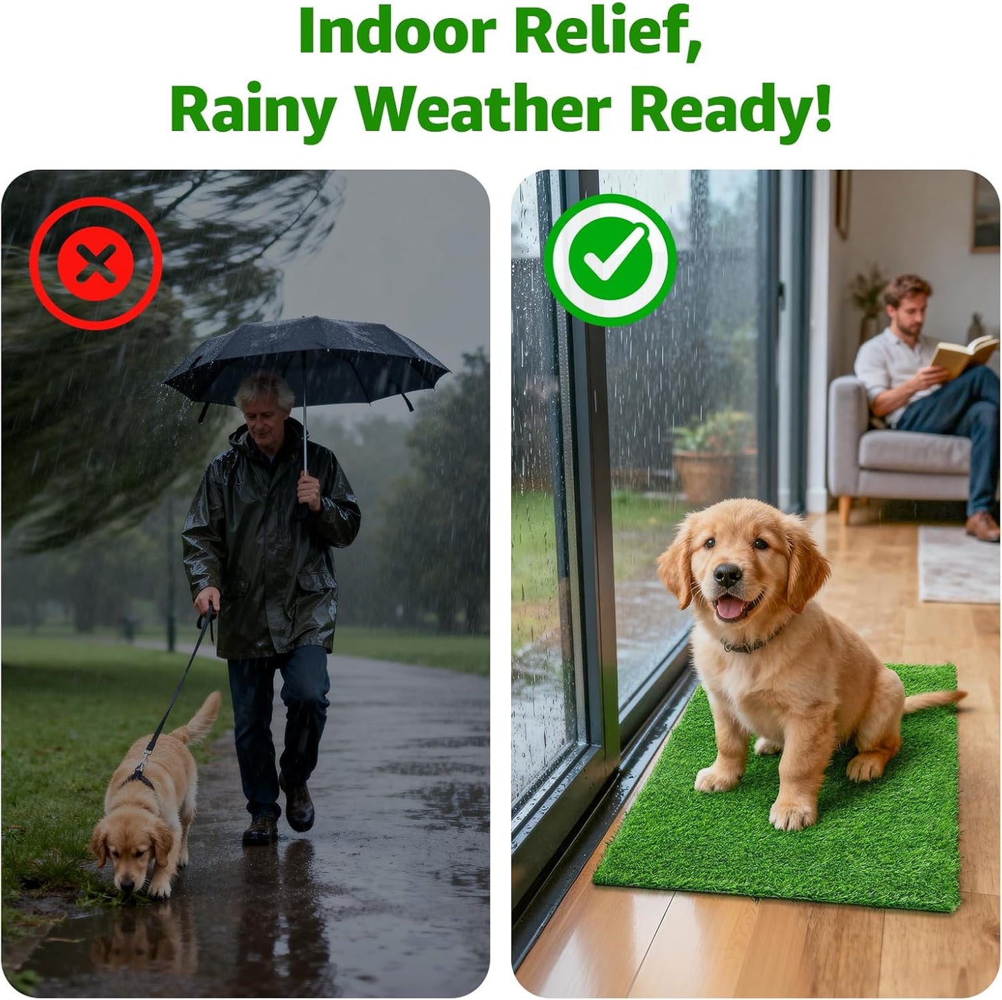 Artificial Grass Outdoor, 18x28" Grass Pad for Dogs Indoor Potty Training | Fake Grass Mat, with Drainage Holes, Easy to Clean, Washlable, Replacement Turf Rug for Patio Balcony Lawn Apartment Decor