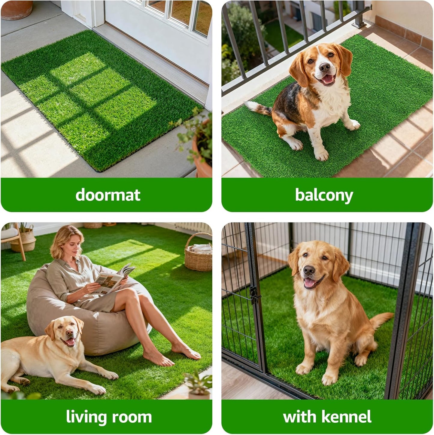 Artificial Grass Outdoor, 18x28" Grass Pad for Dogs Indoor Potty Training | Fake Grass Mat, with Drainage Holes, Easy to Clean, Washlable, Replacement Turf Rug for Patio Balcony Lawn Apartment Decor