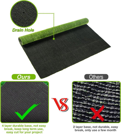 Outdoor Artificial Grass Rug 4FT X 4FT, Green Fake Grass Mat