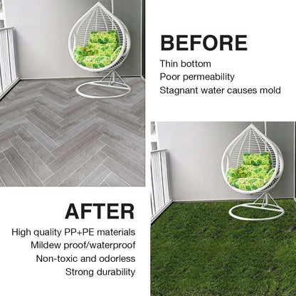 Artificial Grass Tiles Interlocking Outdoor Turf 12"x12" 9 Pack