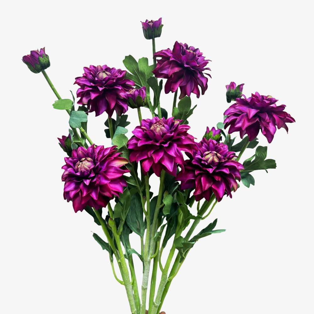 3 Pieces Pink Artificial Dahlias,21"Silk Flowers with Stems,Winter Flowers Artificial for Decoration,Long Stem Artificial Flowers for Tall Vase,Wedding Party Decor Spring Decorations for Home (Pink)
