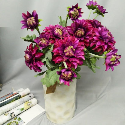 3 Pieces Pink Artificial Dahlias,21"Silk Flowers with Stems,Winter Flowers Artificial for Decoration,Long Stem Artificial Flowers for Tall Vase,Wedding Party Decor Spring Decorations for Home (Pink)