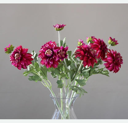 3 Pieces Pink Artificial Dahlias,21"Silk Flowers with Stems,Winter Flowers Artificial for Decoration,Long Stem Artificial Flowers for Tall Vase,Wedding Party Decor Spring Decorations for Home (Pink)