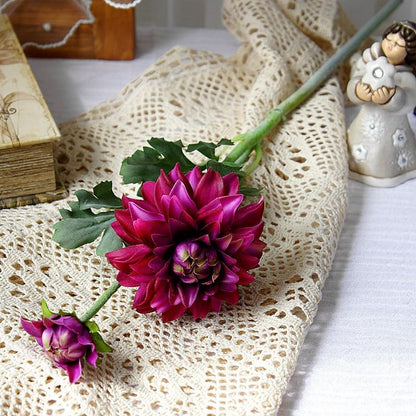 3 Pieces Pink Artificial Dahlias,21"Silk Flowers with Stems,Winter Flowers Artificial for Decoration,Long Stem Artificial Flowers for Tall Vase,Wedding Party Decor Spring Decorations for Home (Pink)