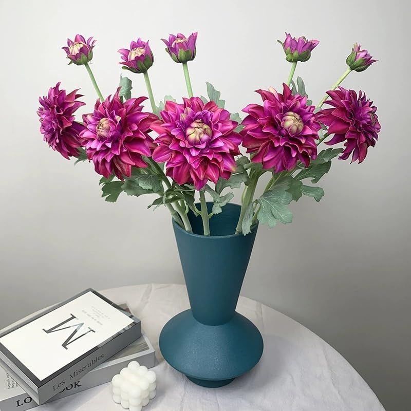 3 Pieces Pink Artificial Dahlias,21"Silk Flowers with Stems,Winter Flowers Artificial for Decoration,Long Stem Artificial Flowers for Tall Vase,Wedding Party Decor Spring Decorations for Home (Pink)