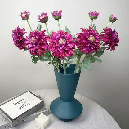 3 Pieces Pink Artificial Dahlias,21"Silk Flowers with Stems,Winter Flowers Artificial for Decoration,Long Stem Artificial Flowers for Tall Vase,Wedding Party Decor Spring Decorations for Home (Pink)