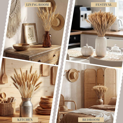 1200 Stems Dried Wheat Stalks for Decor Natural Wheat Grass Sheaves Bundle Farmhouse Artificial Flowers Arrangement for DIY Wedding Table Home Centerpieces Party Decorative (17.5 Inch)
