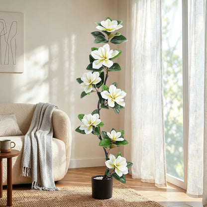 4.6 Ft Magnolia Tree Fake Tree Magnolia Decor Tree for Living Room