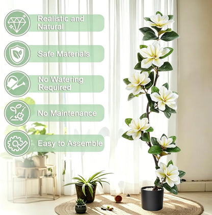 4.6 Ft Magnolia Tree Fake Tree Magnolia Decor Tree for Living Room