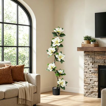 4.6 Ft Magnolia Tree Fake Tree Magnolia Decor Tree for Living Room