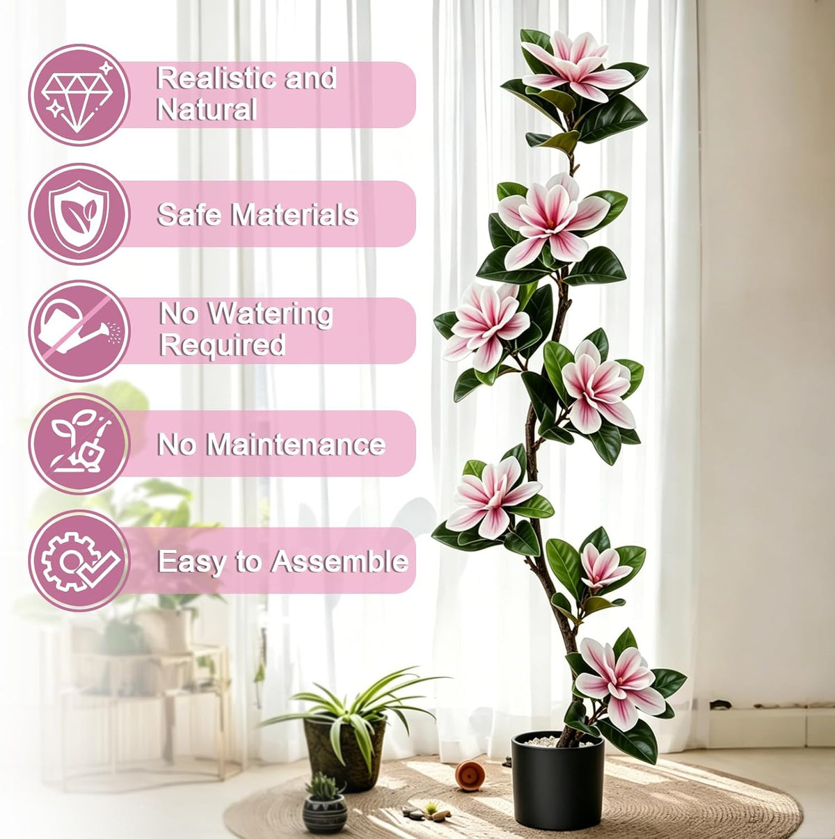 4.6 Ft Magnolia Tree Fake Tree Magnolia Decor Tree for Living Room