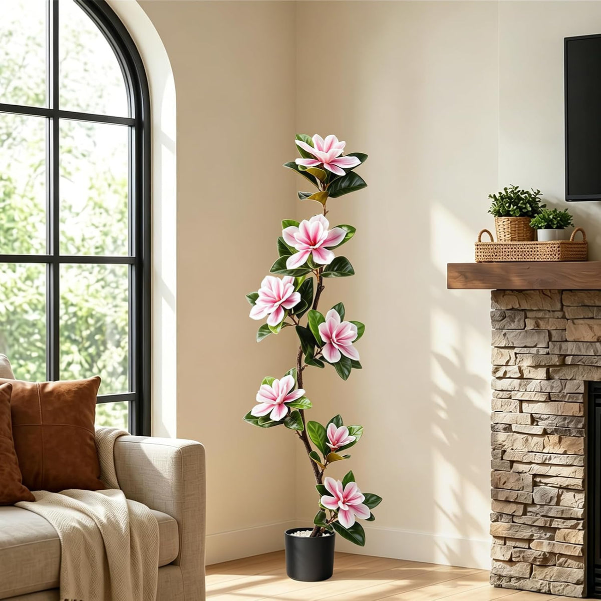 4.6 Ft Magnolia Tree Fake Tree Magnolia Decor Tree for Living Room