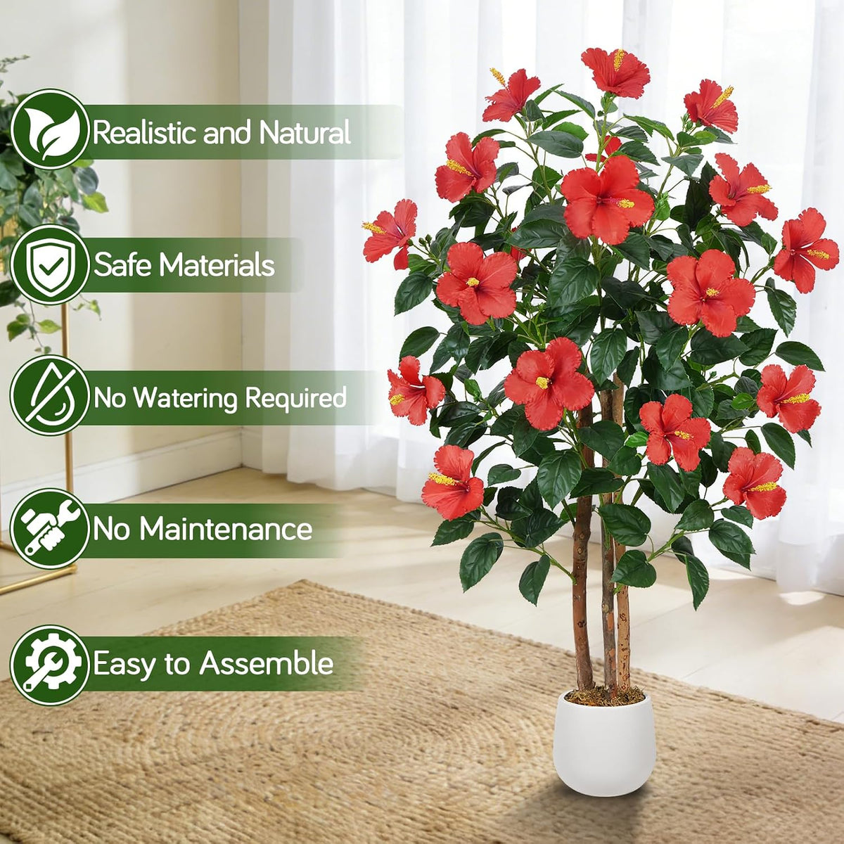 4.6 Ft Magnolia Tree Fake Tree Magnolia Decor Tree for Living Room