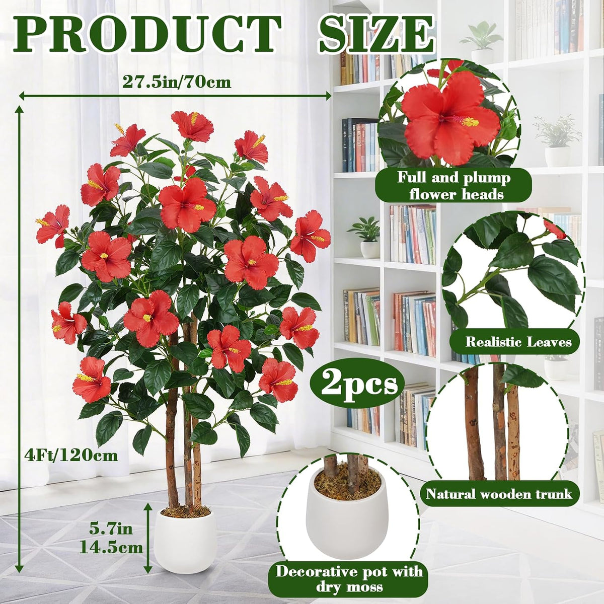 4.6 Ft Magnolia Tree Fake Tree Magnolia Decor Tree for Living Room