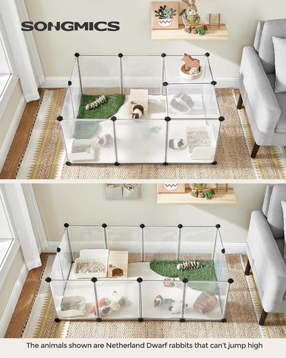 SONGMICS Pet Playpen with Floor, Small Animal Playpen