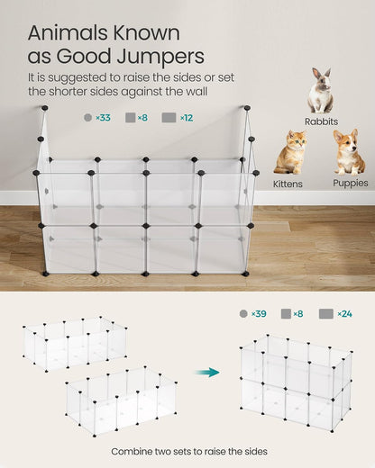 SONGMICS Pet Playpen with Floor, Small Animal Playpen