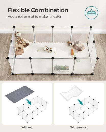 SONGMICS Pet Playpen with Floor, Small Animal Playpen