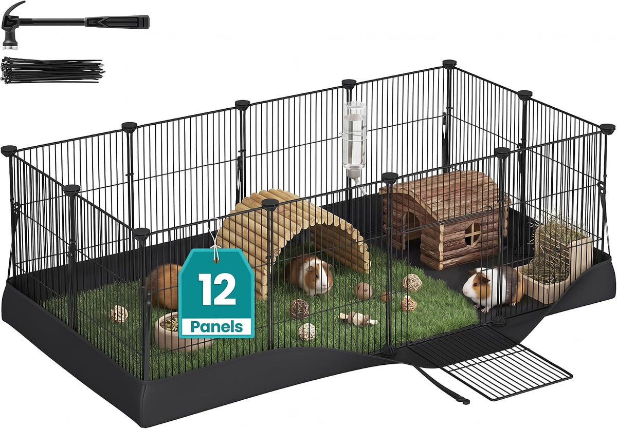 SONGMICS Pet Playpen with Floor, Small Animal Playpen