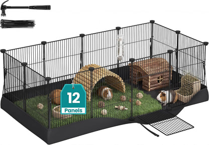 SONGMICS Pet Playpen with Floor, Small Animal Playpen