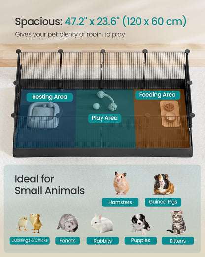 SONGMICS Pet Playpen with Floor, Small Animal Playpen