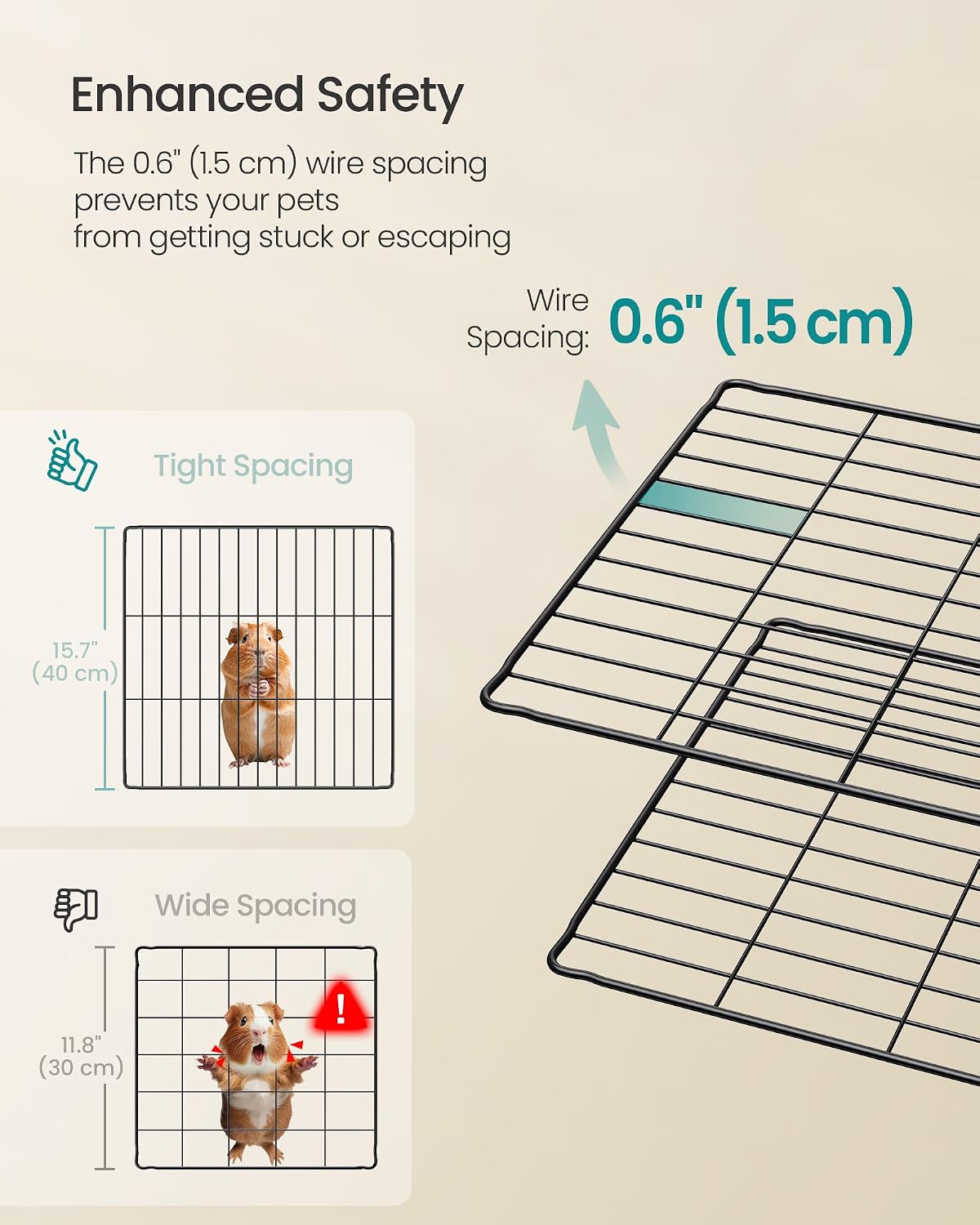SONGMICS Pet Playpen with Floor, Small Animal Playpen