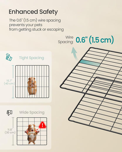 SONGMICS Pet Playpen with Floor, Small Animal Playpen